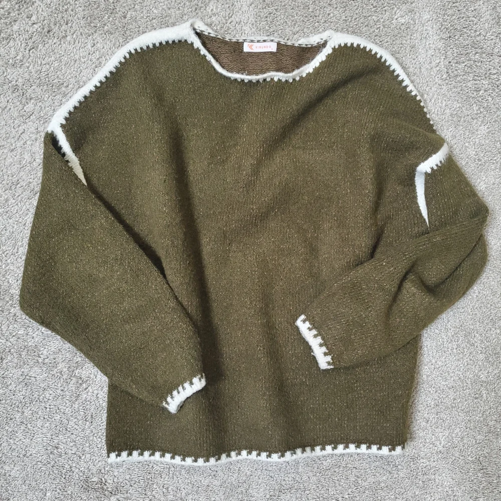 Kirundo Olive Green Sweater, Women's S (Baggy Fit), Slouchy Knit Jumper, EUC - Picture 9 of 9